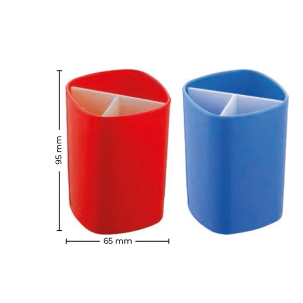 Bölmeli Kalemlik Plastik 2 Adet Çok Renkli ürün görseli 1