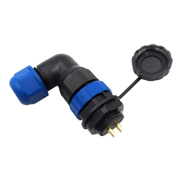 SD20 Su Geçirmez 2 Pin 20 Mm Yuvarlak Konnektör 90° Dirsek ürün görseli 1