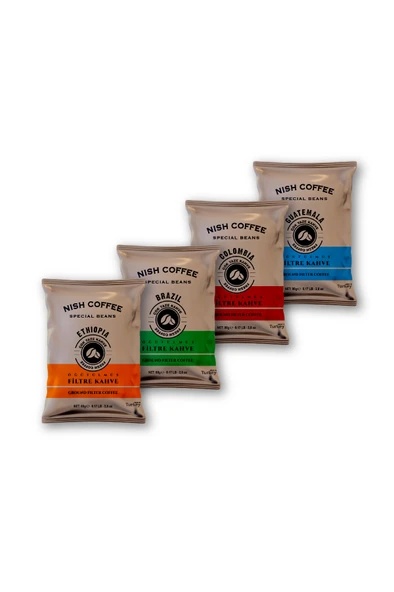 Nish Filtre Kahve Brazil Kolombiya Guatemala Etiyopya 80 gr 4'lü Paket ürün görseli 1