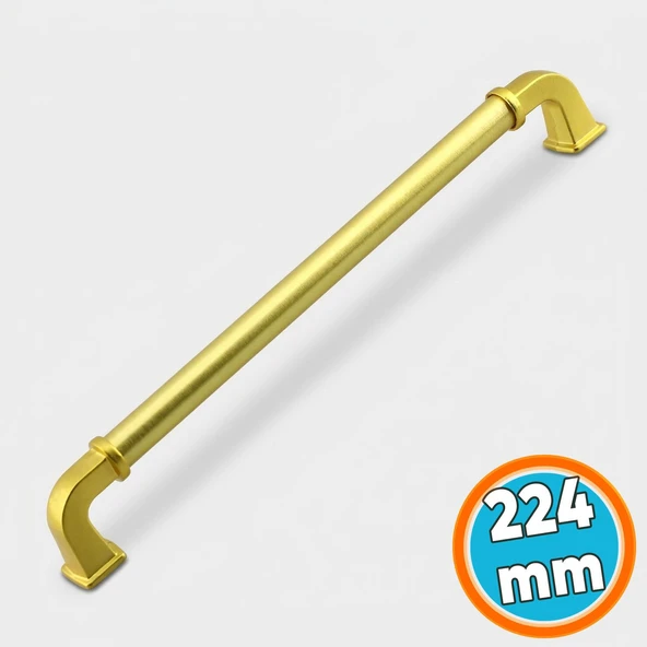Mobilya Çekmece Mutfak Dolabı Dolap Kapak Kulpları Kulb Kulpu Metal Mat Gold Altın Kulp 224 mm ürün görseli 1