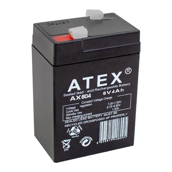Atex 6 Volt 4 AH Işıldak Aküsü (70*48*101 Mm) ürün görseli 1