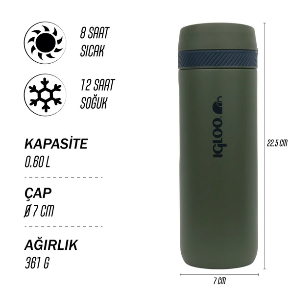 Igloo Squid Termos 600ml-HAKİ - Resim 6