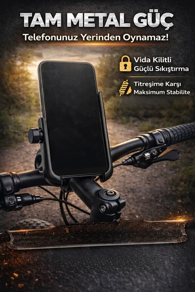 Mega Oto Market Bisiklet ve Motosiklet Telefon Tutucu – Kızaklı Ayarlanabilir Siyah Telefon Standı ürün görseli 1