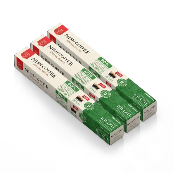Nish Coffee Single Orijin Kapsül Kahve Kahve Brasil (Nespresso Uyumlu) 3lü Set (30 Kapsül) ürün görseli 1
