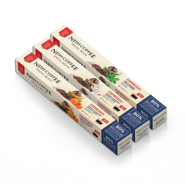 Nish Coffee Aromalı Kapsül Kahve 3'lü Set (Bal Kabağı-Nane-Hindistan Cevizi) - 30 Adet ürün görseli 1