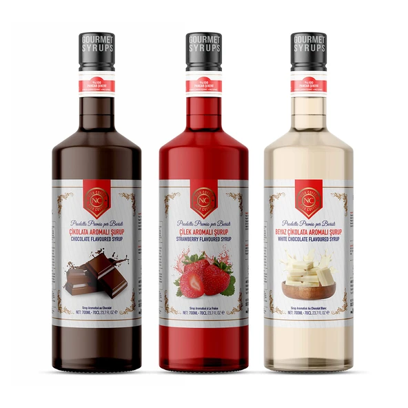 Nish Çikolata Çilek Beyaz Çikolata Şurupları 3 x 700 ML - Pet Şişe ürün görseli 1