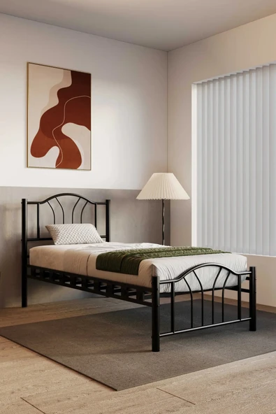 EFON Bella Ferforje Metal Karyola Siyah 120x200cm ürün görseli 1