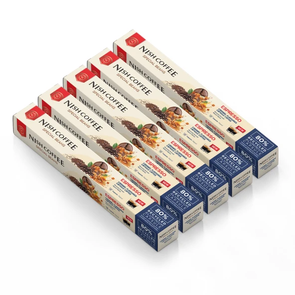 Nish Coffee Karamel Aromalı Kapsül Kahve 5'li Set (50 Adet) - 50 Adet ürün görseli 1