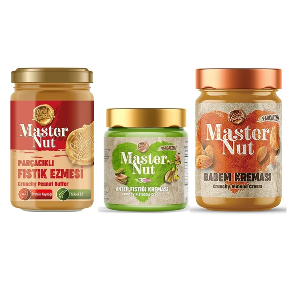 Master Nut Fıstık Ezm - Badem Kreması ve Antep Fıstık Kreması 3 lü Karma Paket ürün görseli 1