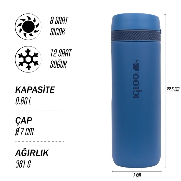 Igloo Squid Termos 600ml-LACİVERT - Resim 8