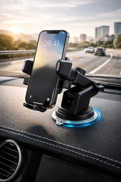 Mega Oto Market 360° Dönebilen Araç İçi ve Masaüstü Telefon Tutucu – Güçlü Vantuzlu Çok Yönlü Oto Telefon Standı ürün görseli 1