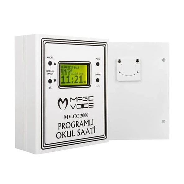 Magicvoice MV-CC2000 USB Duvar Tipi Programlı 20 Adet MP3 Formatı Zil / İstiklal Marşlı Akıllı Dijital Okul Saati (Çan T ürün görseli 1