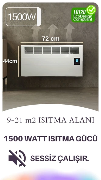 1500 Watt Elektrikli Panel Konvektör Isıtıcı LCD EKRANLI , PROGRAMLI Soba(Ayaklar,askı Aparatı Dahil) ürün görseli 1