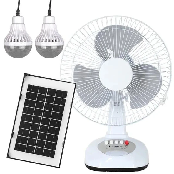 PowerMaster PM-22009 3 Kademeli Şarjlı - Solarlı Fan Vantilatör Ampul - Ledli - Powerbank ürün görseli 1
