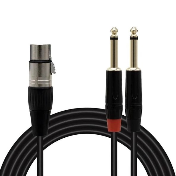 MagicVoice LD369A 10 Metre Canon XLR Dişi - 2x6.35mm Mono Erkek Jak Ses Sinyali Splitter Kablosu ürün görseli 1