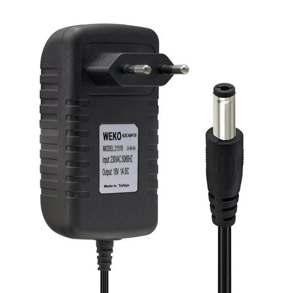 Weko 18 Volt 1 Amper Priz Tip 5.5x2.5 Uç Adaptör ürün görseli 1