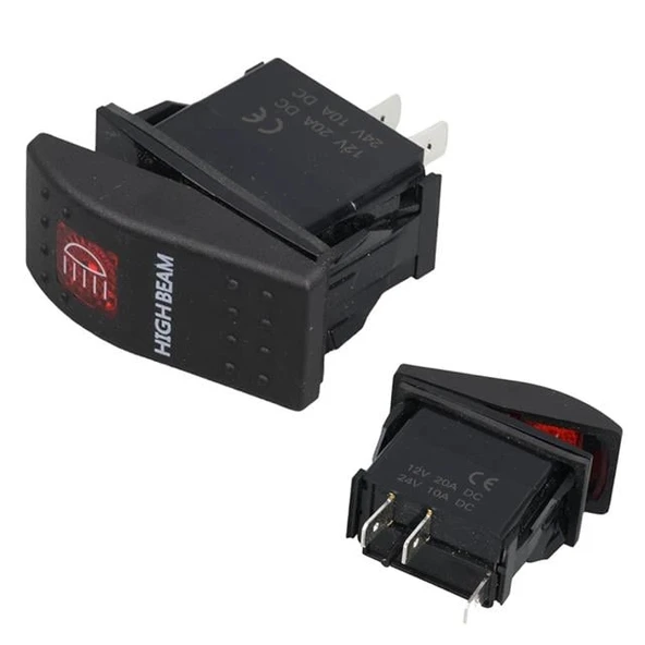 PowerMaster Projektör Sembollü Işıklı 3 Pinli On-Off 12-24V Marin Switch ürün görseli 1
