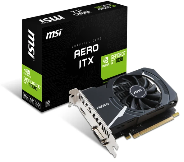 MSI VGA GeForce GT 1030 AERO ITX 2G OC GT1030 2GB GDDR5 64b DX12 PCIE 3.0 x16 1xHDMI 1x DVI ürün görseli 1