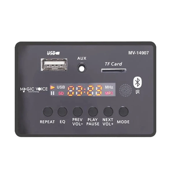 Magicvoice MV-14907 USB-SD-AUX-Bluetooth Kumandalı Ekranlı Oto Teyp Çevirici Dijital Player Board ürün görseli 1