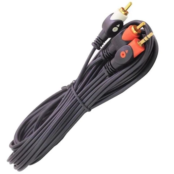 Powermaster PM-1943 2RCA - 3.5Mm Stereo 5 Metre Erkek Kablo ürün görseli 1