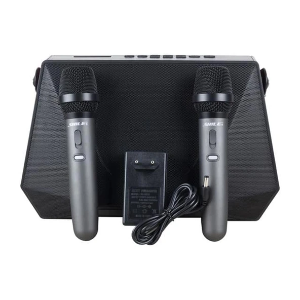 Shile SL-3A İki El Mikrofonlu Kumandalı USB/SD/BT Portatif Hoparlör ürün görseli 1