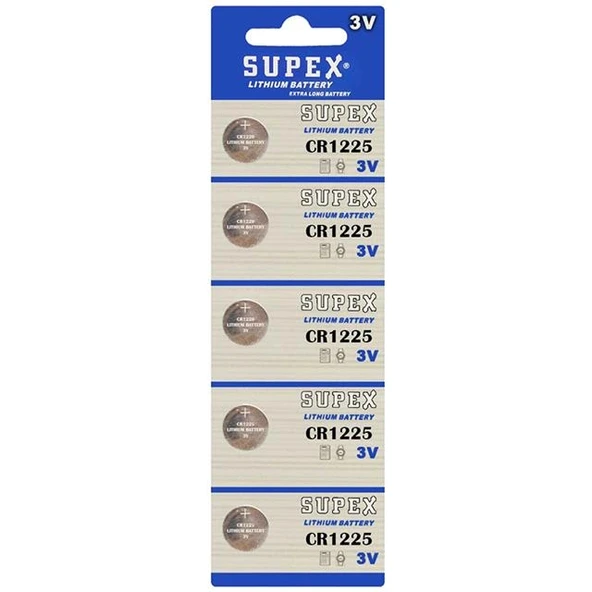 Supex CR1225 3 Volt Lityum Pil 5'li Paket ürün görseli 1