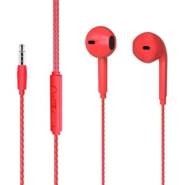 Lenovo Lecoo EH104R 3.5 Mm Jacklı Kablolu Kulak İçi Mikrofonlu Kulaklık Kırmızı ürün görseli 1