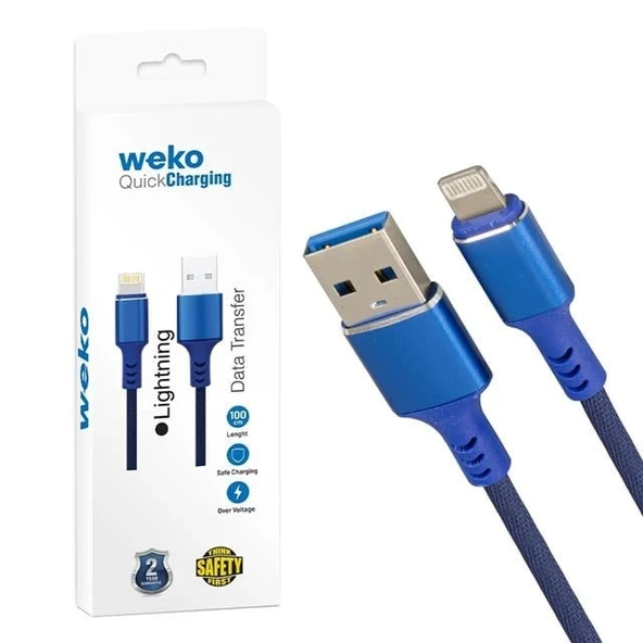 Weko WK-22025 USB To Lightning Örgülü Siyah Telefon Şarj Kablosu ürün görseli 1
