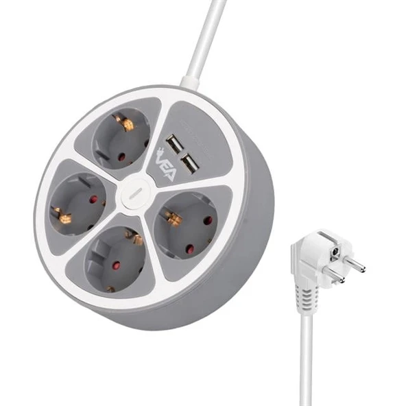 Vea VE-G604YU 4'lü 2 USB’li Anahtarlı 1.5 Metre Grup Priz ürün görseli 1
