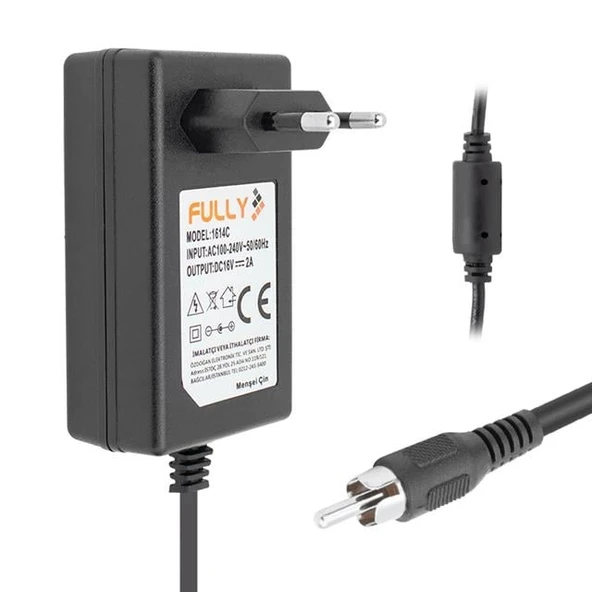 Fully O-1614C 16 Volt 2 Amper TOS RCA Uçlu Santral Adaptörü ürün görseli 1