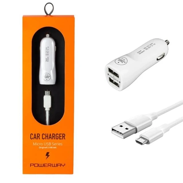 Powerway 3.1A Micro Usb Araç Çakmaklık Şarj Aleti X233 ürün görseli 1