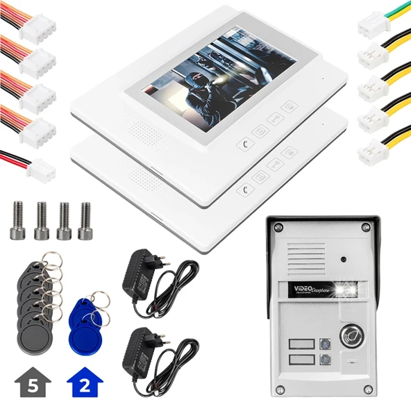 PowerMaster 37T2 2 Daire 7'' NFC Destekli Görüntülü Kapı Zili Interkom Akıllı Ev Güvenliği Sistemi ürün görseli 1