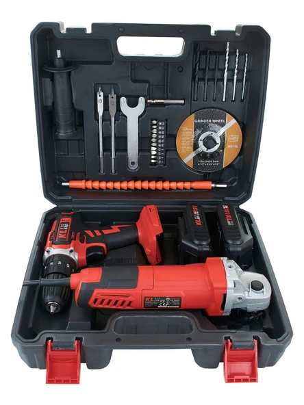 KL Pro Kleco KETM1875 18V/1.5AH. Akülü Darbeli Matkap ve 750W Avuç Taşlama Set ürün görseli 1