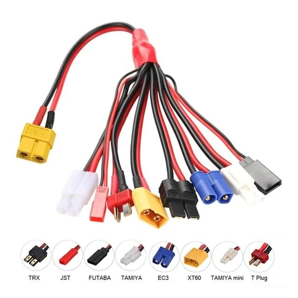 PowerMaster PM-24266 HTRC 8 in 1 Lipo Batarya Banana Şarj Kablo Seti ürün görseli 1