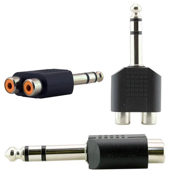 6.3 Mm Stereo Erkek - 2 Rca Dişi Çevirici Jack ürün görseli 1