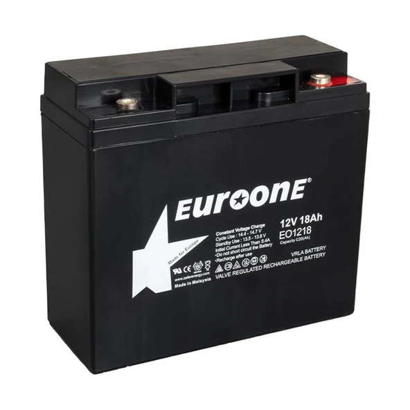 Euroone EO1218 12 Volt 18 Amper Bakımsız Kuru AGM Akü ürün görseli 1