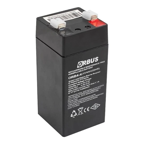 Orbus ORB4-4 4 Volt 4 Amper Dik Akü (45x45x100 Mm) ürün görseli 1
