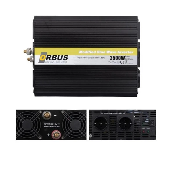 Orbus MS12-2500 12 Volt 2500 Watt Modified Sinus İnverter ürün görseli 1