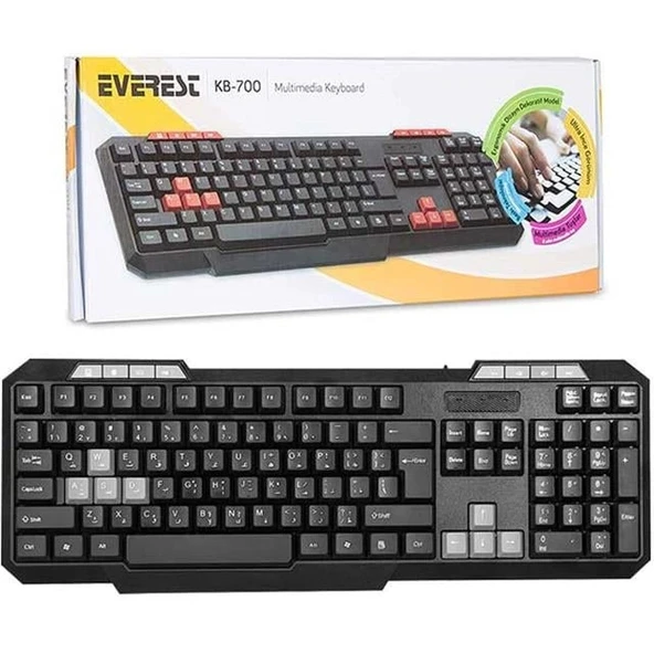 Everest KB-700 Siyah Usb US Layout Multimedia Klavye ürün görseli 1