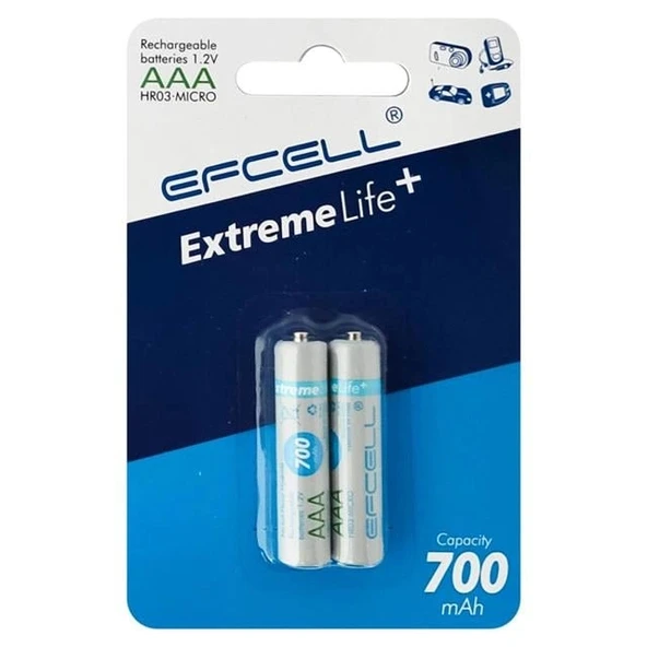 Efcell 700 Mah Şarjlı Aaa İnce Pil Tek Fiyat ürün görseli 1