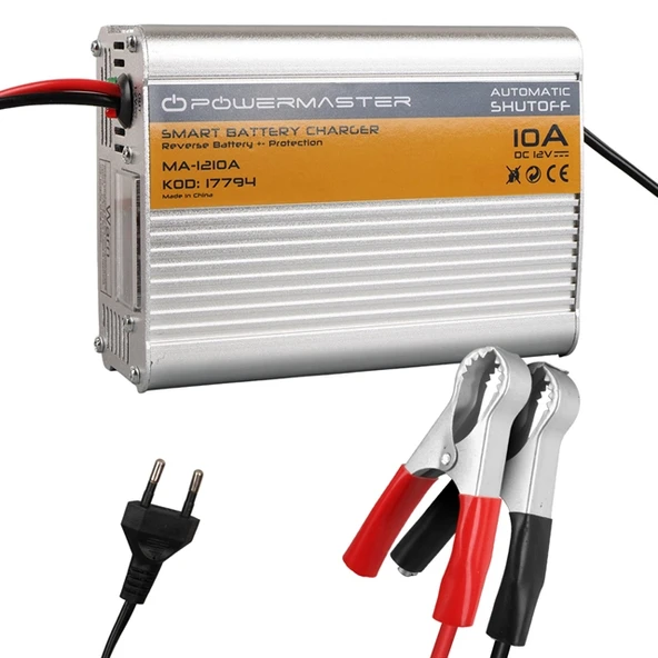 PowerMaster MA-1210A 12 Volt - 10 Amper Akıllı Hızlı Akü Şarj Cihazı Analog Amper Göstergeli ürün görseli 1