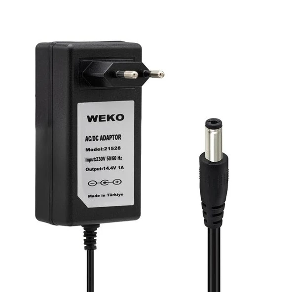 Weko 14.4 Volt - 1 Amper 5.5*2.5 Uçlu Plastik Işıklı Kasa Priz Tip Adaptör ürün görseli 1
