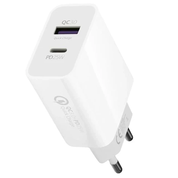Powerway HW25 Usb 3.0 / Type-C 25W 3.0 A Hızlı Şarj Aleti Başlığı PD25W ürün görseli 1