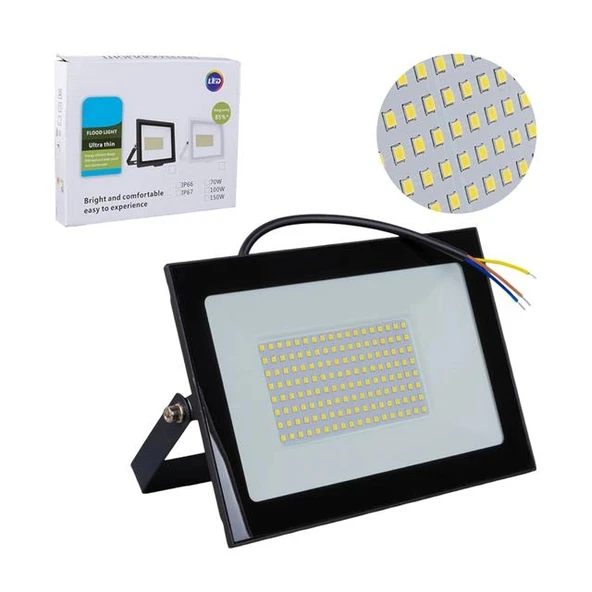 Powermaster PM-22572 100 Watt - 220 Volt 6500K IP66 150* Işık Açısı Siyah Slim Kasa Beyaz Led Projektör ürün görseli 1