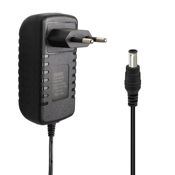 Weko WK-24327 12 Volt - 2.5 Amper 5.5*2.5 Uçlu Yerli Üretim Plastik Kasa Priz Tipi Adaptör ürün görseli 1