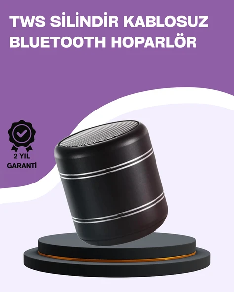 Silindir Tasarım Mini Bluetooth Hoparlör 10m Çekim Güçlü Bas ve Mikrofonlu ürün görseli 1
