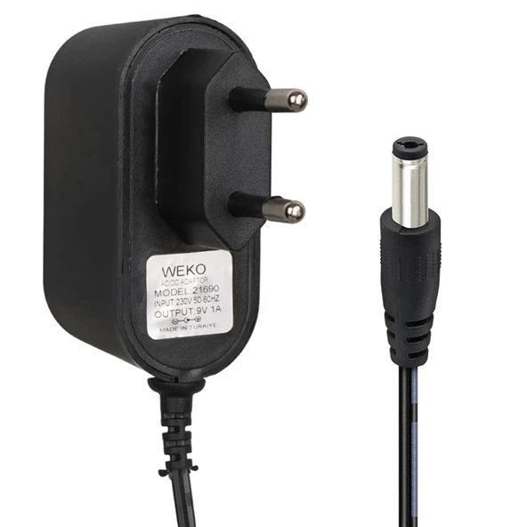 Weko WK-21690 9 Volt 1 Amper 5.5*2.5 Mm Uçlu Priz Tipi Adaptör ürün görseli 1