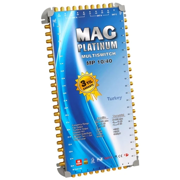 MAG Platinum MP 10/40 Multiswitch - 10 Giriş 40 Çıkışlı Merkezi Uydu Santrali Hybrid 4K ve 3D Destekli ürün görseli 1