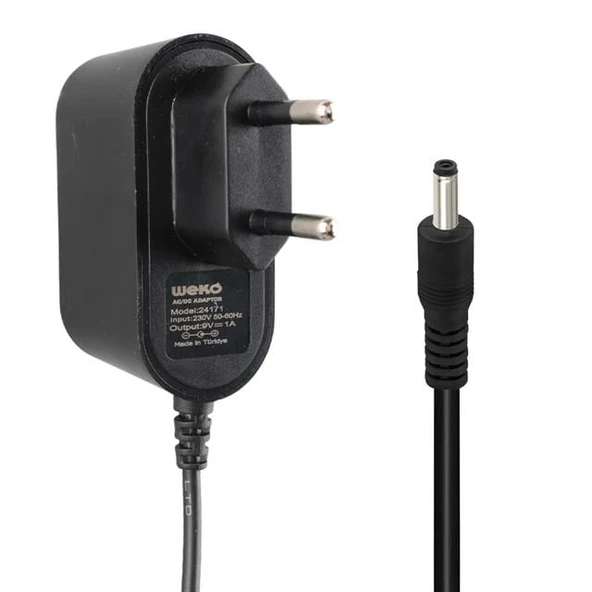 Weko 9 Volt - 1 Amper 3.5*1.35 Mm Uçlu Yerli Üretim Priz Tipi Adaptör ürün görseli 1