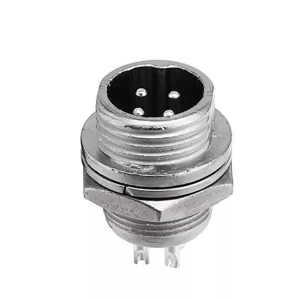 PowerMaster PM-18660 4 Pinli 12mm Erkek Mayk Fiş (M12 - GX12) ürün görseli 1